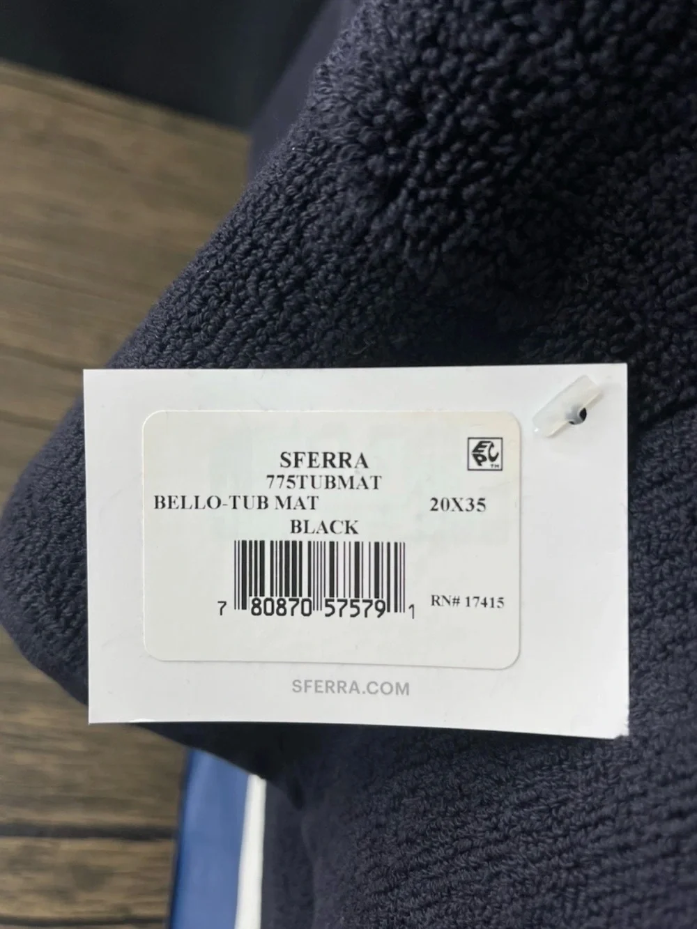 SFERRA Bello Black Bath Tub Mat Soft Absorbent Combed Cotton 20x35